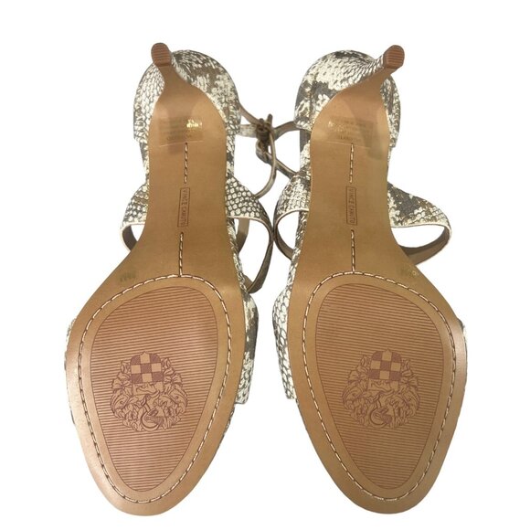 Vince Camuto Payto Gold White Leather Snake Pattern Strappy Heels Womens 8.5 39 - Picture 10 of 10